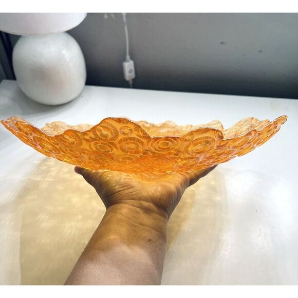 Amber Iridescent Decorative Bowl AKCAM Turkey 13 X 13 Rare - Picture 3 of 8